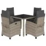 5-teiliges Garten-Esszimmerset mit synthetischen Rattankissen grau von , Gartensets - Ref: Foro24-3212645, Preis: 664,99 €, R...