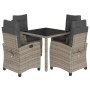 Set comedor de jardín 5 piezas con cojines ratán sintético gris de , Conjuntos de jardín - Ref: Foro24-3212645, Precio: 558,0...