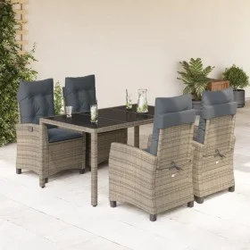 5-teiliges Garten-Esszimmerset mit synthetischen Rattankissen grau von , Gartensets - Ref: Foro24-3212647, Preis: 745,29 €, R...
