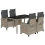 5-teiliges Garten-Esszimmerset mit synthetischen Rattankissen grau von , Gartensets - Ref: Foro24-3212647, Preis: 748,52 €, R...