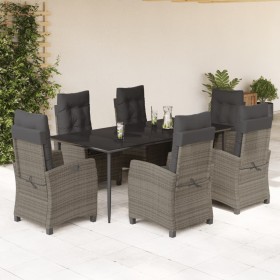 Garden dining set 7 pieces and gray synthetic rattan cushions by , Garden sets - Ref: Foro24-3212789, Price: 994,22 €, Discou...