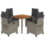 5-piece garden dining set with gray synthetic rattan cushions by , Garden sets - Ref: Foro24-3212672, Price: 702,60 €, Discou...