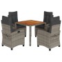 5-teiliges Garten-Esszimmerset mit synthetischen Rattankissen grau von , Gartensets - Ref: Foro24-3212672, Preis: 578,04 €, R...