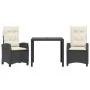 Set comedor de jardín 3 pzas con cojines ratán sintético negro de , Conjuntos de jardín - Ref: Foro24-3212626, Precio: 341,16...