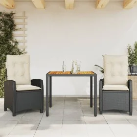 3-piece garden dining set with black synthetic rattan cushions by , Garden sets - Ref: Foro24-3212653, Price: 384,39 €, Disco...