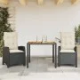 Set comedor de jardín 3 pzas con cojines ratán sintético negro de , Conjuntos de jardín - Ref: Foro24-3212653, Precio: 384,49...
