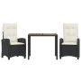 Set comedor de jardín 3 pzas con cojines ratán sintético negro de , Conjuntos de jardín - Ref: Foro24-3212653, Precio: 384,49...