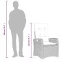 Set comedor jardín 9 pzas y cojines ratán sintético gris