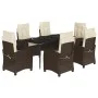 7-piece garden dining set with brown synthetic rattan cushions by , Garden sets - Ref: Foro24-3212768, Price: 942,44 €, Disco...