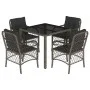 5-teiliges Garten-Esszimmerset mit synthetischen Rattankissen grau von , Gartensets - Ref: Foro24-3212031, Preis: 457,03 €, R...