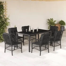 7-piece garden dining set and black synthetic rattan cushions by , Garden sets - Ref: Foro24-3212027, Price: 720,34 €, Discou...