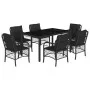 7-piece garden dining set and black synthetic rattan cushions by , Garden sets - Ref: Foro24-3212027, Price: 720,34 €, Discou...