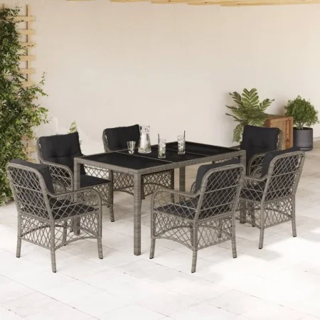Set comedor jardín 7 pzas y cojines ratán sintético gris de , Conjuntos de jardín - Ref: Foro24-3212033, Precio: 711,37 €, De...