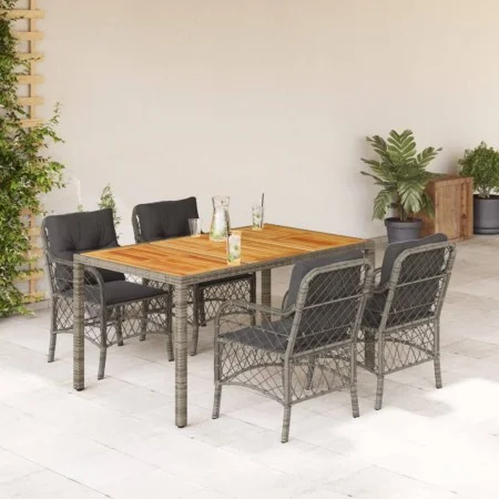 5-piece garden dining set with gray synthetic rattan cushions by , Garden sets - Ref: Foro24-3212050, Price: 513,65 €, Discou...
