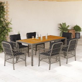 Garden dining set 7 pieces and gray synthetic rattan cushions by , Garden sets - Ref: Foro24-3212052, Price: 674,70 €, Discou...