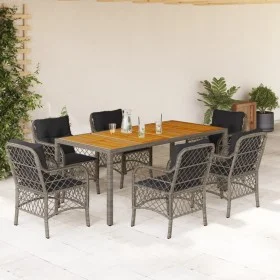 Garden dining set 7 pieces and gray synthetic rattan cushions by , Garden sets - Ref: Foro24-3212052, Price: 741,72 €, Discou...