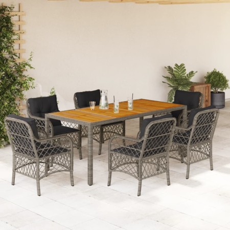 Garden dining set 7 pieces and gray synthetic rattan cushions by , Garden sets - Ref: Foro24-3212052, Price: 674,31 €, Discou...