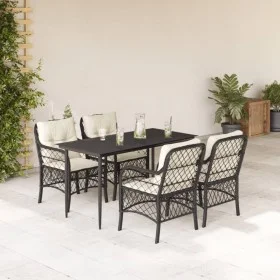 5-piece garden furniture set with black synthetic rattan cushions by , Garden sets - Ref: Foro24-3212084, Price: 516,80 €, Di...