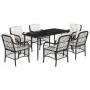 Set de comedor de jardín 7 pzas y cojines ratán sintético negro de , Conjuntos de jardín - Ref: Foro24-3212086, Precio: 731,1...