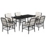 Set de comedor de jardín 7 pzas y cojines ratán sintético negro de , Conjuntos de jardín - Ref: Foro24-3212086, Precio: 633,1...