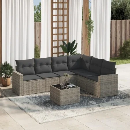 7-piece garden sofa set with gray PE rattan cushions by , Modular outdoor sofas - Ref: Foro24-3251357, Price: 435,47 €, Disco...