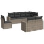 8-teiliges Gartensofa-Set und graue synthetische Rattankissen von , Modulare Sofas für den Außenbereich - Ref: Foro24-3251577...