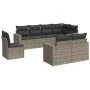 8-teiliges Gartensofa-Set und graue synthetische Rattankissen von , Modulare Sofas für den Außenbereich - Ref: Foro24-3251577...