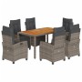 7-teiliges Garten-Esszimmerset und Kissen synthetisches Rattangrau von , Gartensets - Ref: Foro24-3212915, Preis: 917,35 €, R...