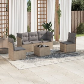 Garden sofa set with 6-piece synthetic rattan beige cushions by , Garden sets - Ref: Foro24-3249198, Price: 362,19 €, Discoun...