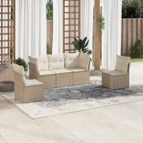 Gartensofa-Set mit Kissen, 5-teilig, beiges synthetisches Rattan von , Gartensets - Ref: Foro24-3249187, Preis: 326,71 €, Rab...