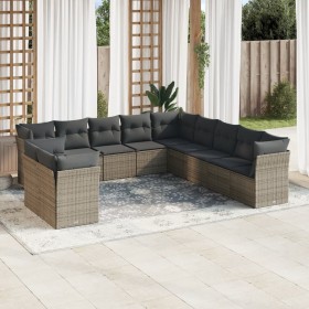 Garden sofa set 11 pieces and gray synthetic rattan cushions by , Garden sets - Ref: Foro24-3249719, Price: 685,73 €, Discoun...