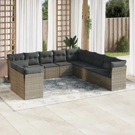 Garden sofa set 11 pieces and gray synthetic rattan cushions by , Garden sets - Ref: Foro24-3249719, Price: 675,89 €, Discoun...