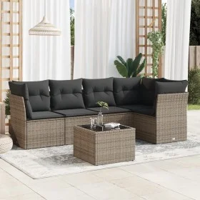 6-piece garden furniture set with gray synthetic rattan cushions by , Garden sets - Ref: Foro24-3249449, Price: 364,32 €, Dis...
