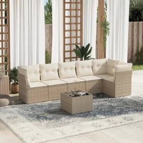 Set of 7-piece garden sofas and beige synthetic rattan cushions by , Garden sets - Ref: Foro24-3249507, Price: 461,11 €, Disc...