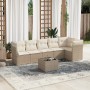Set sofás de jardín 7 piezas y cojines ratán sintético beige de , Conjuntos de jardín - Ref: Foro24-3249507, Precio: 461,52 €...