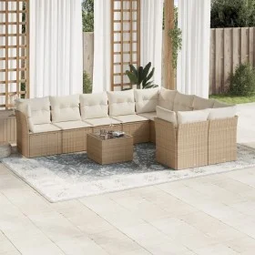 Gartensofa-Set mit beigen Kissen, 10-teilig, synthetisches Rattan von , Gartensets - Ref: Foro24-3250017, Preis: 665,39 €, Ra...