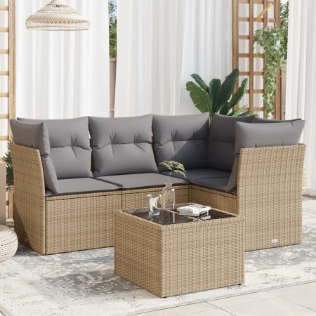 Garden sofa set with 5-piece synthetic rattan beige cushions by , Garden sets - Ref: Foro24-3249428, Price: 342,14 €, Discoun...