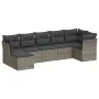 7-piece garden sofa set with gray PE rattan cushions by , Garden sets - Ref: Foro24-3249809, Price: 424,21 €, Discount: %