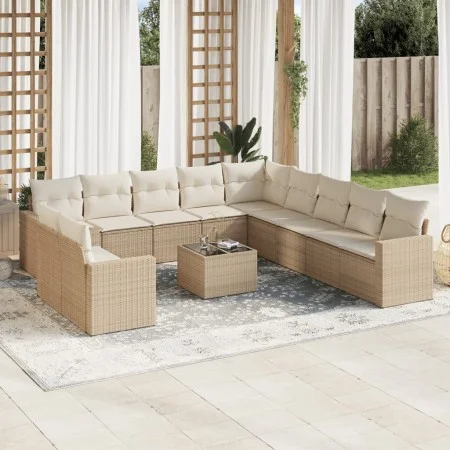 12-teiliges Gartensofa-Set und braune synthetische Rattankissen von , Modulare Sofas für den Außenbereich - Ref: Foro24-32515...