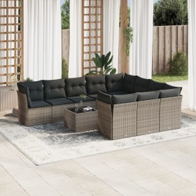 Garden sofa set 11 pieces and gray synthetic rattan cushions by , Garden sets - Ref: Foro24-3250069, Price: 630,76 €, Discoun...