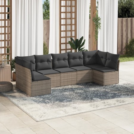 7-piece garden sofa set with gray PE rattan cushions by , Garden sets - Ref: Foro24-3249269, Price: 396,76 €, Discount: %