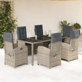 Garden dining set 7 pieces and gray synthetic rattan cushions by , Garden sets - Ref: Foro24-3212218, Price: 910,77 €, Discou...