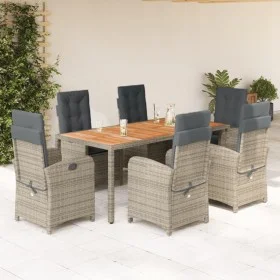 Set comedor jardín 7 pzas y cojines ratán sintético gris by , Garden sets - Ref: Foro24-3212245, Price: 926,00 €, Discount: %