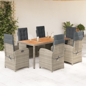 Set comedor jardín 7 pzas y cojines ratán sintético gris by , Garden sets - Ref: Foro24-3212245, Price: 799,66 €, Discount: %
