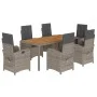 Set comedor jardín 7 pzas y cojines ratán sintético gris de , Conjuntos de jardín - Ref: Foro24-3212245, Precio: 928,95 €, De...