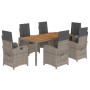 Set comedor jardín 7 pzas y cojines ratán sintético gris by , Garden sets - Ref: Foro24-3212245, Price: 799,66 €, Discount: %