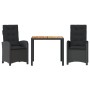 Set comedor de jardín 3 pzas con cojines ratán sintético negro de , Conjuntos de jardín - Ref: Foro24-3212230, Precio: 336,22...