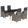 5-teiliges Garten-Essset mit grauen Kissen aus synthetischem Rattan von , Gartensets - Ref: Foro24-3212354, Preis: 557,98 €, ...