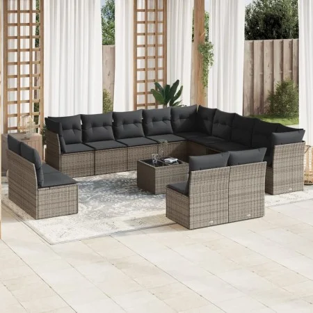 Set de sofás de jardín 14 pzas con cojines ratán sintético gris by , Garden sets - Ref: Foro24-3250339, Price: 840,09 €, Disc...