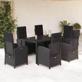 7-teiliges Garten-Essset und schwarze Kissen aus synthetischem Rattan von , Gartensets - Ref: Foro24-3212459, Preis: 865,32 €...